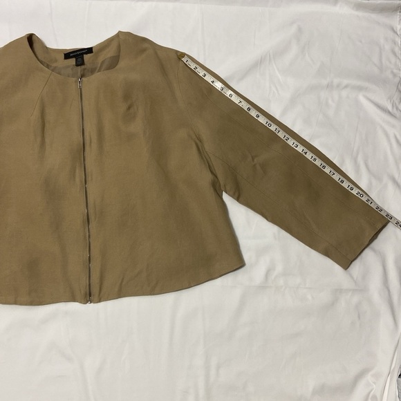 ASHLEY STWART,WOMEN,TAN,ZIP FRONT,SHORT TAILORED,LINEN BLEND JACKET.SIZE-20 - Picture 7 of 10